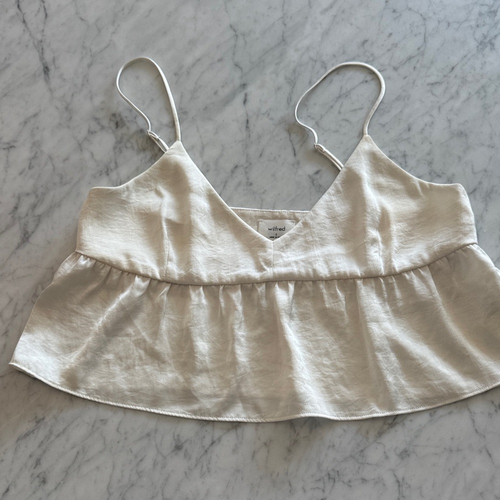 Wilfred Cream Silky Flutter Crop Cami